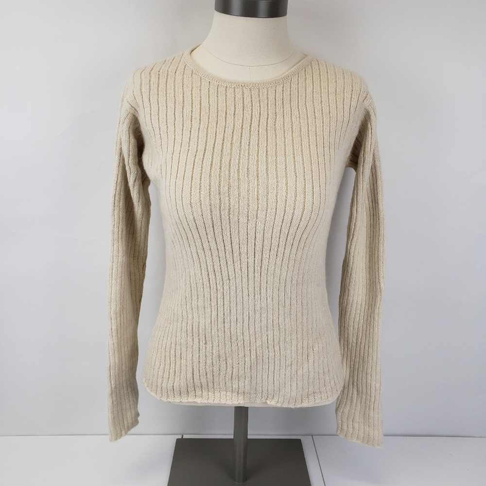 Baby Alpaca Alpawool ribbed crewneck sweater size medium